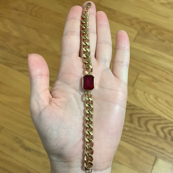 Ruby Gold Chain Bracelet and Necklace Set - Picture 6 of 17
